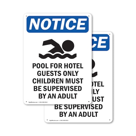 Signmission Pool For Hotel Guests, 12 in W x Rectangle, Aluminum OS-2PACK-NS-A-1218-V-17687